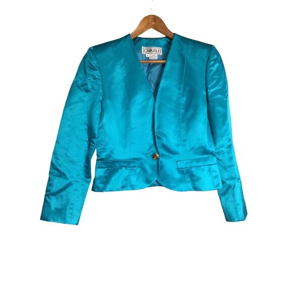 Vintage Carlisle Silk Blend Blazer Size 8 Gold Button Detail Lined Bright - Picture 1 of 5